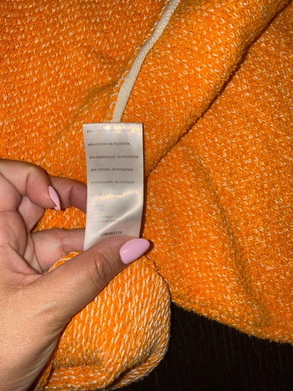 Free People Cropped Orange Bouclé Pullover with White Trim - Picture 7 of 9